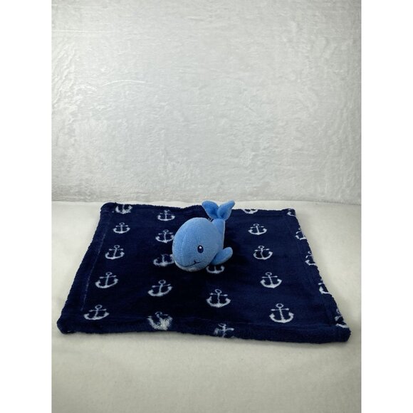 HB Whale Plush Baby Blanket Lovie Comfort Toy 14"x14" Soft Blue White Anchors - Picture 9 of 9